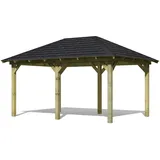 Karibu Pavillon Perida (Set), BxTxH: 345x485x296 cm, mit schwarzen Dachschindeln