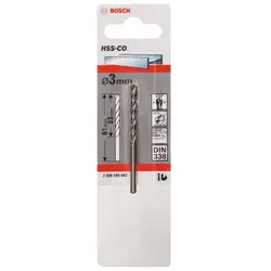 Metallbohrer HSS-Co, DIN 338, 3 x 33 x 61 mm, 1er-Pack