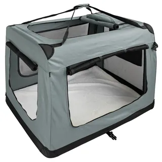 Faltbare Hundebox XXXL - 101 x 68 x 70 cm Transporttasche Transportbox Auto Katze Hunde Kaninchen Dunkelgrau Große Kleine Box Bag Klein Auto Tasche Transport Petigi