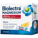 Biolectra Magnesium 400 mg Direct Sticks Zitrone, 20 Stück: Für eine normale Muskelfunktion bei erhöhtem Bedarf, Magnesium Direkt-Sticks, hochdosiert