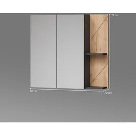 livinity® Ronco 80 cm Anthrazit/Goldkraft Eiche