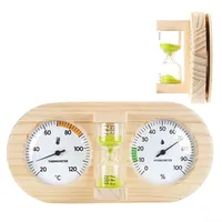 Sauna-Thermometer, Hygrometer, 3-in-1, mit Sanduhr für 15 Minuten zur genauen Überwachung von Temperatur, Luftfeuchtigkeit und Zeit in Sauna und Innenbereichen, Grün