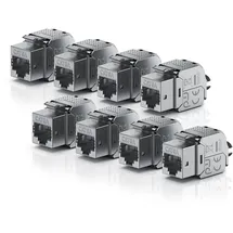 Primewire 8x Netzwerk-Adapter RJ-45 (Ethernet), Buchse zu Netzwerkkabel, CAT.6a Keystone Modul für LAN Kabel, RJ45 Buchse, feldkonfektionierbar