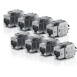 Primewire 8x Netzwerk-Adapter RJ-45 (Ethernet), Buchse zu Netzwerkkabel, CAT.6a Keystone Modul für LAN Kabel, RJ45 Buchse, feldkonfektionierbar