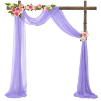 MeiYeAE Hochzeitsbogen Deko Vorhang Tüll 70 * 550cm Romantisch Tüllstoff Fotovorhang Hintergrund Querbehang Vorhangschal für Hochzeit Geburtstagsfeier Babyparty Volant Treppenschleife Deko Lila