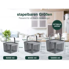 uandu Aufbewahrungskorb 3er Set  grau 30 x 20 x 15 cm