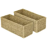 HMF Aufbewahrungskorb Badezimmer, Korb geflochten aus Seegras, 2er Set,