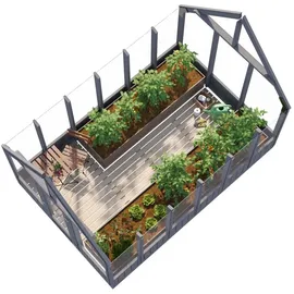 Palmako Emilia Gewächshaus lackiert Dunkelgrau ESG 4 mm 8,2 m2