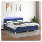 vidaXL Boxspringbett mit Matratze & LED Blau 180x200 cm Stoff