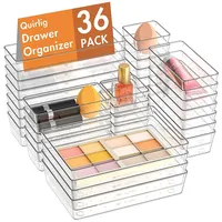 Quirlig 36-teiliges Schubladen Organizer Set, Transparent, Caddy, Schminktisch Organizer,