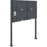 AL Briefkastensysteme 4er Premium Standbriefkasten grau inkl. Zeitungsfach