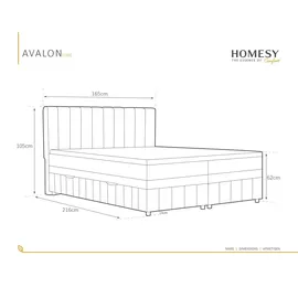 panda möbel Boxspringbett Doppelbett 160x200, Hellgrau, AVALON, mit Bettkästen, mit Matratze, mit Topper, Panda Möbel - Grau