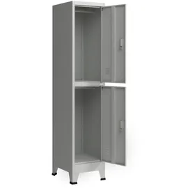 [en.casa] Schließfachschrank Stahl 180x38x45 cm Grau abschließbar