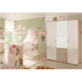 Begabino Babyzimmer Wiki 4 Teile in Sonoma Eiche und Weiß - Kinderzimmer komplett Set von Begabino - Braun/Weiß