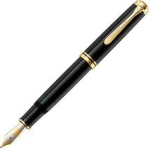 Pelikan Souverän M800 Schwarz, 18K Bicolor-Goldfeder M, Kolbenfüller mit Edelharz-Gehäuse