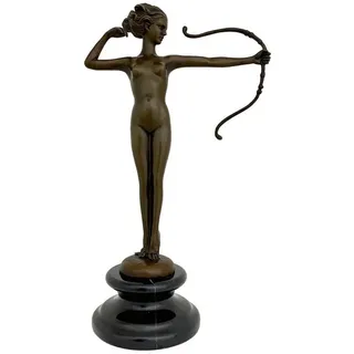 Aubaho Dekoobjekt Bronzeskulptur Diana Bogen Antik-Stil Bronze Figur Statue Bronzefigur