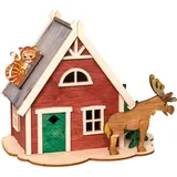 Hobaku HOLZ - BASTELN - KUHNERT Drechslerei Kuhnert - Bastelset Spardose Schwedenhaus - Hobaku (Holzbastelkunst) - 16 x 13 cm - das perfekte Sparerlebnis zum selber Basteln