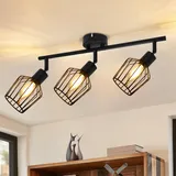 GBLY Lichtmaler Deckenstrahler 3 Flammig Schwarz Deckenlampe - Deckenleuchte Vintage E14 Flur Küchenlampe Schwenbar Deckenspot für Wohnzimmer Schlafzimmer Esszimmer(ohne Leuchtmittel)