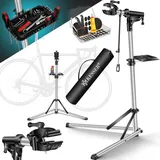 Kesser KESSER® Fahrradmontageständer Profi Reparaturständer Aluminium für Fahrräder Mountainbikes E-bike Schwerlast-Montageständer Fahrradständer +Tasche mit Schnelllösevorrichtungen Klemmkopf 360° drehbar