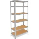 shelfplaza HOME 180x80x45 cm Schwerlastregal in verzinkt mit 6 Böden und 145 kg Traglast pro Boden