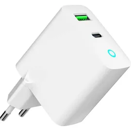Gembird 2-Port 20W mit LED-Anzeige, Typ C - A - Weiß
