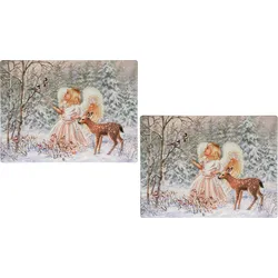 Platzset "Engel mit Reh, Weihnachtsdeko", beige (bunt), B:30cm L:40cm, MYFLAIR MÖBEL & ACCESSOIRES, Platzsets, Kork