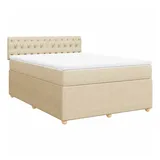 vidaXL Boxspringbett mit Matratze Creme 140x200 cm Stoff