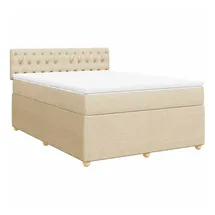 vidaXL Boxspringbett mit Matratze Creme 140x200 cm Stoff