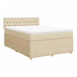 vidaXL Boxspringbett mit Matratze Creme 140x200 cm Stoff