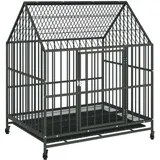 vidaXL Hundezwinger Mit Rollen Schwarz Verzinkter Stahl - Vidaxl