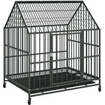 vidaXL Hundezwinger Mit Rollen Schwarz Verzinkter Stahl - Vidaxl