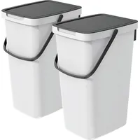 Vidaathome.de Q-SYSTEMA Abfalleimer-Set 2 x 20 Liter – Hellgrau