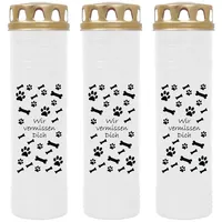 HS Candle Grabkerze GK-03859 (3-tlg), Grabkerze Brenndauer 170 Stunden mit Motiven