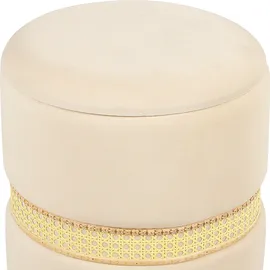 Beliani Pouf mit Stauraum Samtstoff Creme 2er Set MEDFORD
