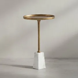 KADIMA DESIGN Beistelltisch Gold Metall Rund,Rund, Säule, 34x58x34 cm Wohnzimmer, Wohnzimmertische, Beistelltische