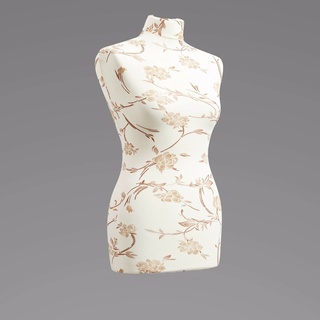 LUCCESI | Schneiderpuppe-Zubehör | zum Probierpreis! | Size S - XL (Female) | Ersatz-Torso L (40-42) | Wechselbezug Creme-Weiss/florales Muster (braun) | Damen Schaufensterpuppe ohne Standfuss