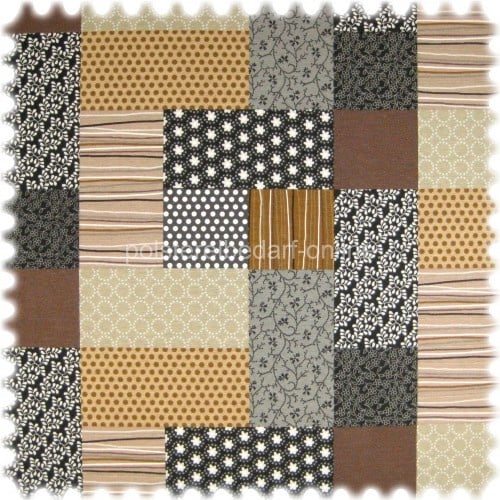 Farbdruck Möbelstoff Patchwork Braun