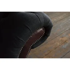 aea Chesterfield Original Sofa JVMoebel Couch Textil Sofas Couchen Stoff Schwarz Neu - Schwarz