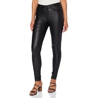ONLY Damen Beschichtete Skinny Fit Jeans - PU Kunstleder Hose | Coated Mid Rise Stretchy Pants ONLANNE, K Gr. L 32