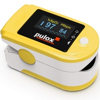 Pulsoximeter PULOX PO-200A Solo in gelb Oximeter mit Alarm, Pulston und drehbarem Display Fingeroximeter zur Messung der Sauerstoffsättigung im Blut und Puls