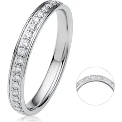 Diamantring ONE ELEMENT "0.25 ct Diamant Brillant Memoire Ring aus 585 Weißgold" Gr. 52, silber, Fingerringe, Damen, 52, Weißgold 585-Diamanten, Weißgold 585, Diamanten, Damen Gold Schmuck Memoire