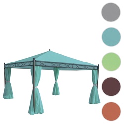 Pergola Cadiz, Garten Pavillon, stabiles 7cm-Gestell mit Seitenwand ~ türkis 4x4m