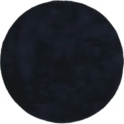 Teppich CARPETFINE "Silky", blau, H:20mm Ø:80cm, Mikropolyester, Teppiche, Shaggy, Langflor, uni, besonders weich, handarbeit