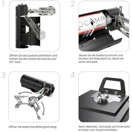 evocamp Gaskocher faltbar mit Tragetasche, ohne Gaskartuschen