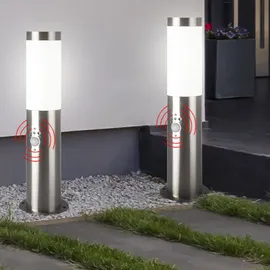 ETC Shop Wegeleuchte Edelstahl IP44 3er Set mit Bewegungsmelder grau