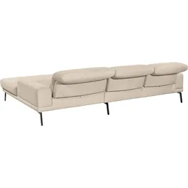 Musterring Ecksofa MUSTERRING "MR 4580", beige (nature), B:288cm H:79cm T:220cm, 100% Polyester, Sofas, Ecksofa, mit Kopf- und Sitztiefenverstellung, Metallfuß chrom, 288 x 193/220cm
