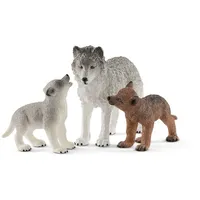 Schleich 42472 - Wild Life, Wolfsmutter mit Welpen, Waldtiere