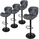 ML-Design Barhocker 4er Set, Kunstleder, Anthrazit, Gepolsterter Barstuhl mit Rückenlehne und Fußstütze, Tresenhocker höhenverstellbar, 360° drehbar,