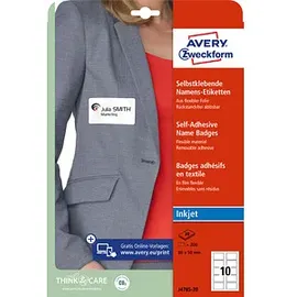 Avery Zweckform Namensetiketten, 80x50mm, ablösbar, weiß, 20 Blatt (200 Etiketten)