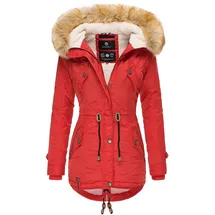 Navahoo Damen Hochwertiger Wintermantel Winterparka mit großem Kunstfell La Viva